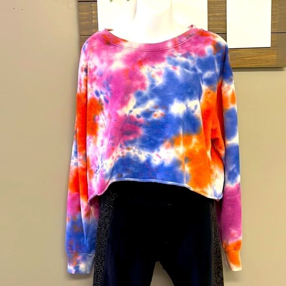 Wild Fable Bright and Comfy Tie Dye Crewneck Cropped Sweatshirt- XXL - Picture 1 of 8
